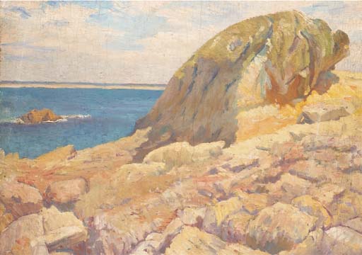 Reproduction du tableau « Paysage : Le rocher devant la mer - Robert Delaunay » par Alpha Reproduction en peinture à l’huile