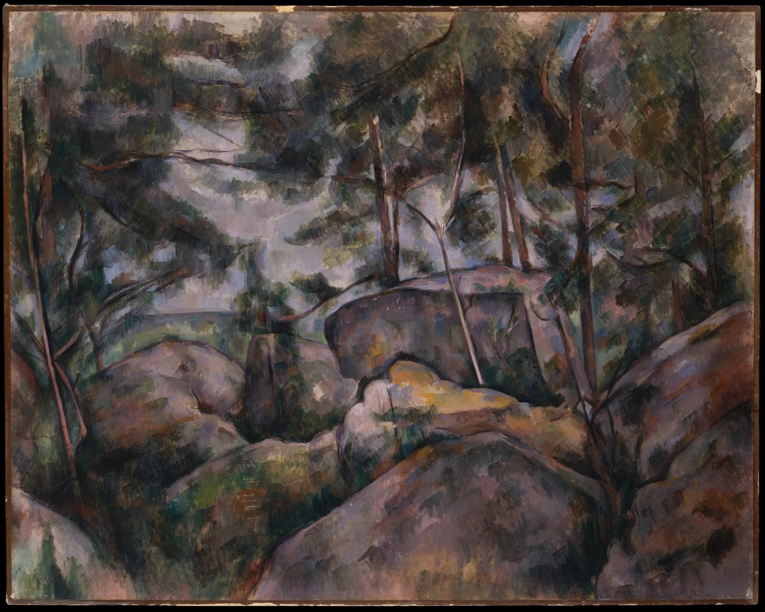 Reproduction du tableau « Rochers à Fontainebleau - Paul Cézanne » par Alpha Reproduction en peinture à l’huile
