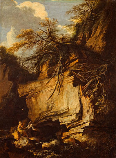Paysage avec saint Antoine l'abbé et saint Paul l'ermite - Salvator Rosa