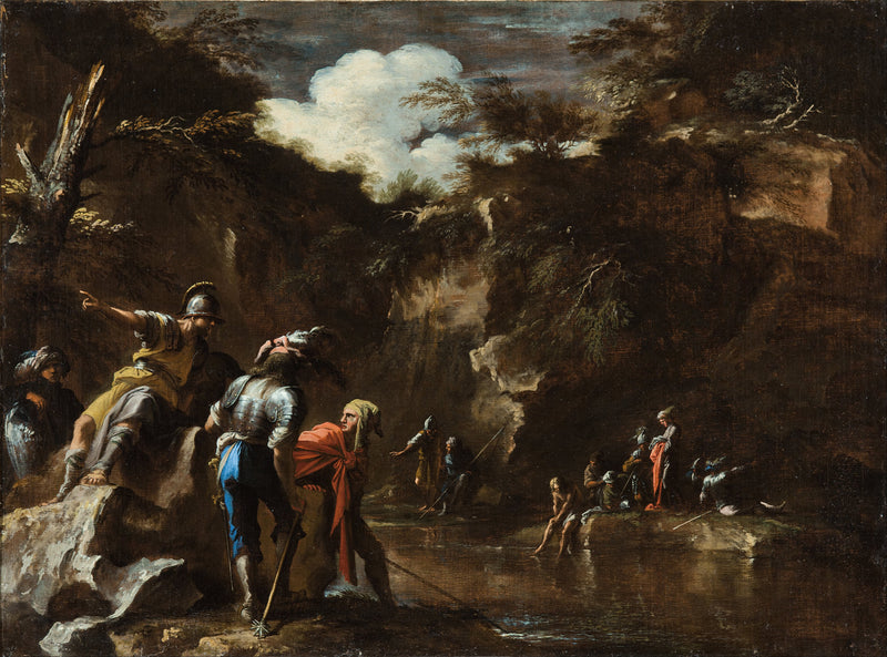 Scène de l'histoire grecque : Thalès fait couler le fleuve de part et d'autre de l'armée lydienne - Salvator Rosa