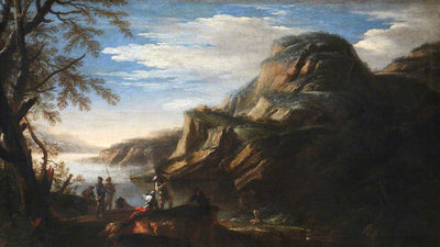 Paysage rocheux avec des personnages - Salvator Rosa