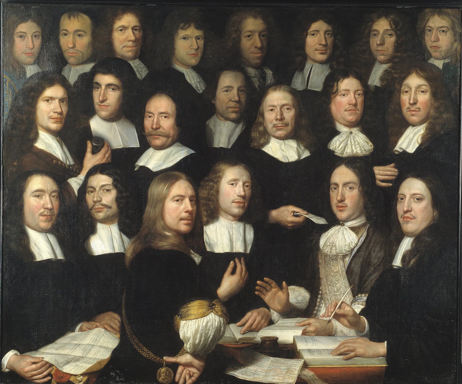 Maîtres de la Monnaie de Hollande à Dordrecht (datés de 1674 et 1677) - Samuel van Hoogstraten image 1 reproduction de peinture à l’huile