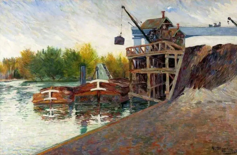 Reproduction du tableau « La Grue de charbon, Clichy - Paul Signac » par Alpha Reproduction en peinture à l’huile