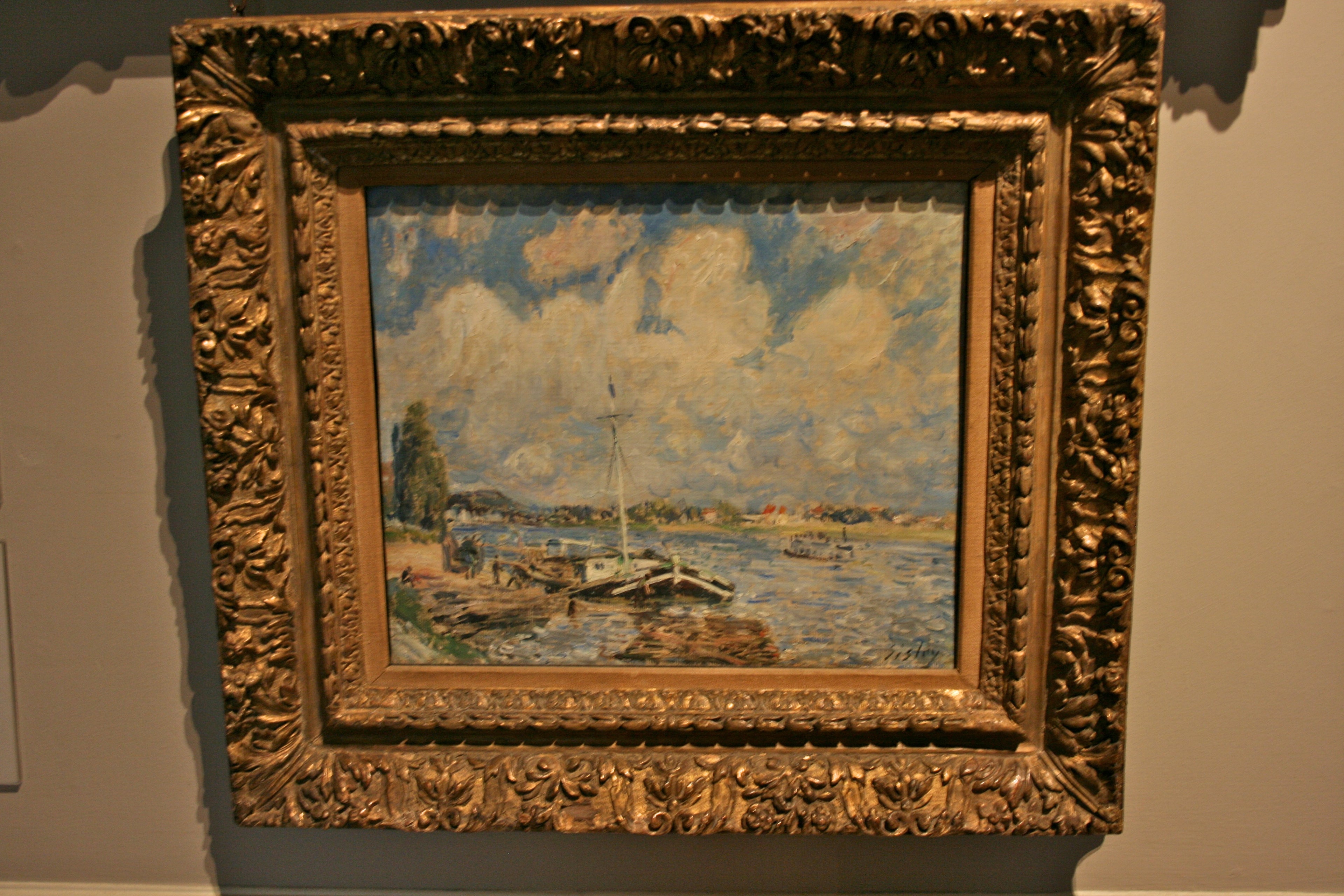 Reproduction du tableau « Bateaux sur la Seine - Alfred Sisley » par Alpha Reproduction en peinture à l’huile