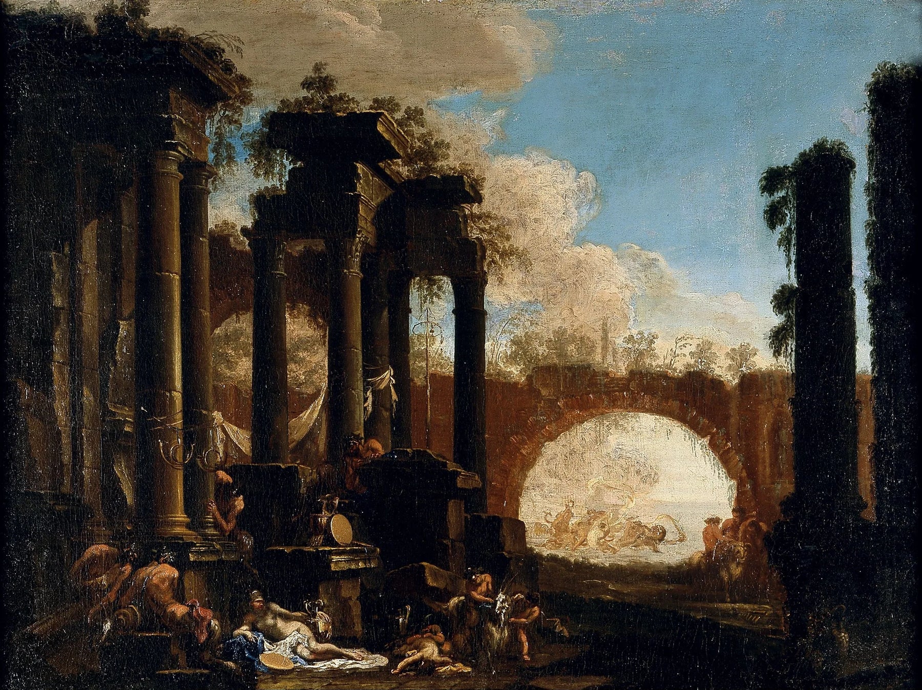 Personnages mythologiques parmi des ruines - Alessandro Magnasco image 1 copie de tableau peinte à la main