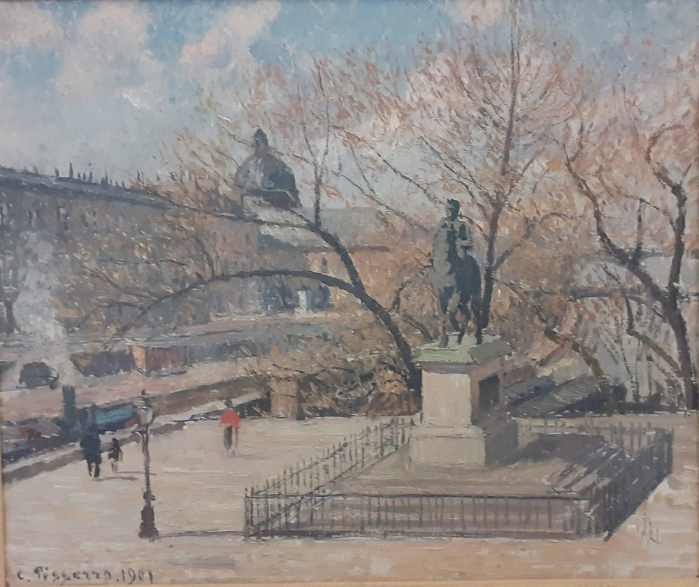 Reproduction du tableau « Statue d'Henri IV et hôtel de la Monnaie, matin, soleil - Camille Pissarro » par Alpha Reproduction en peinture à l’huile