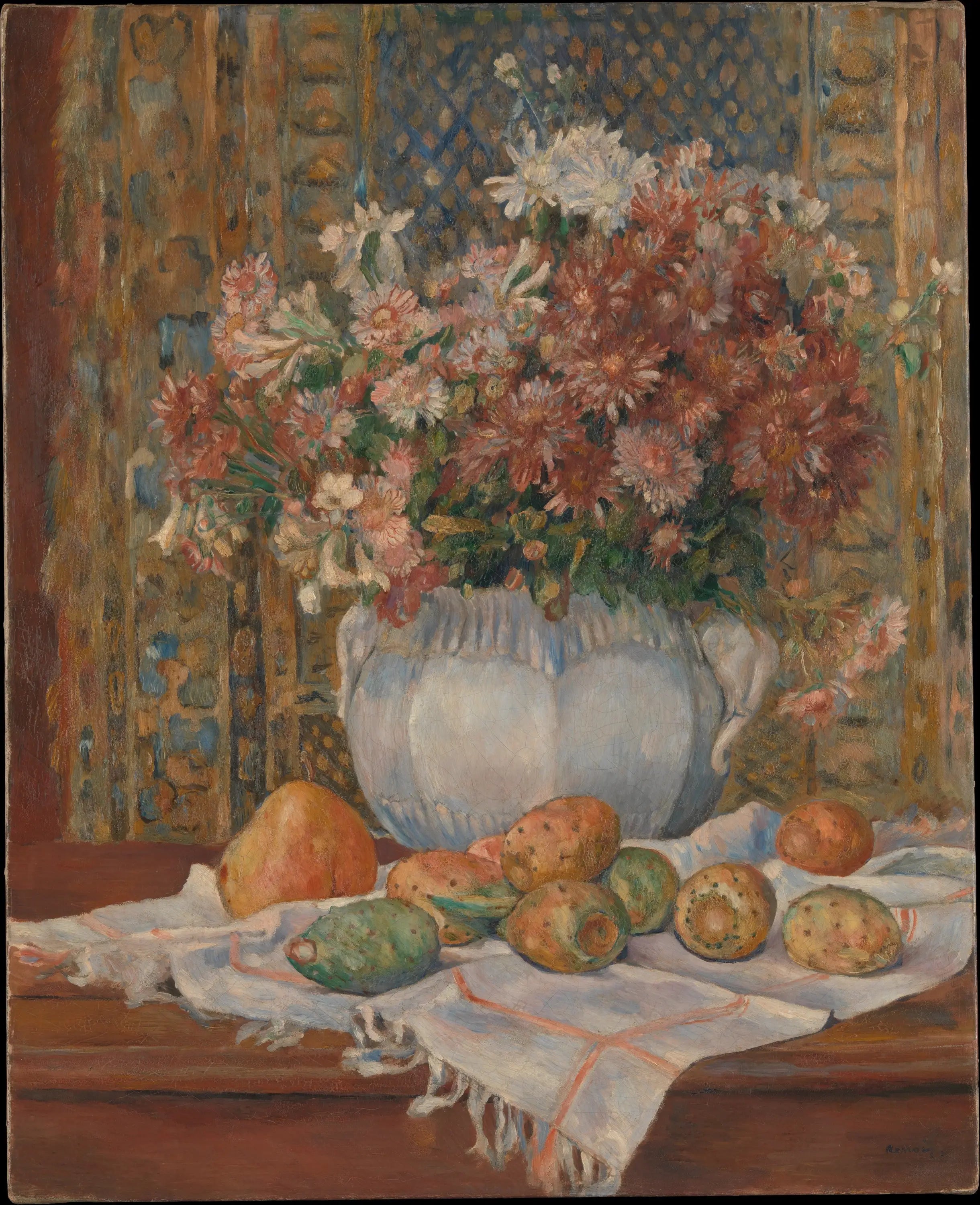 Reproduction du tableau « Nature morte aux fleurs et aux figues de Barbarie - Pierre-Auguste Renoir » par Alpha Reproduction en peinture à l’huile