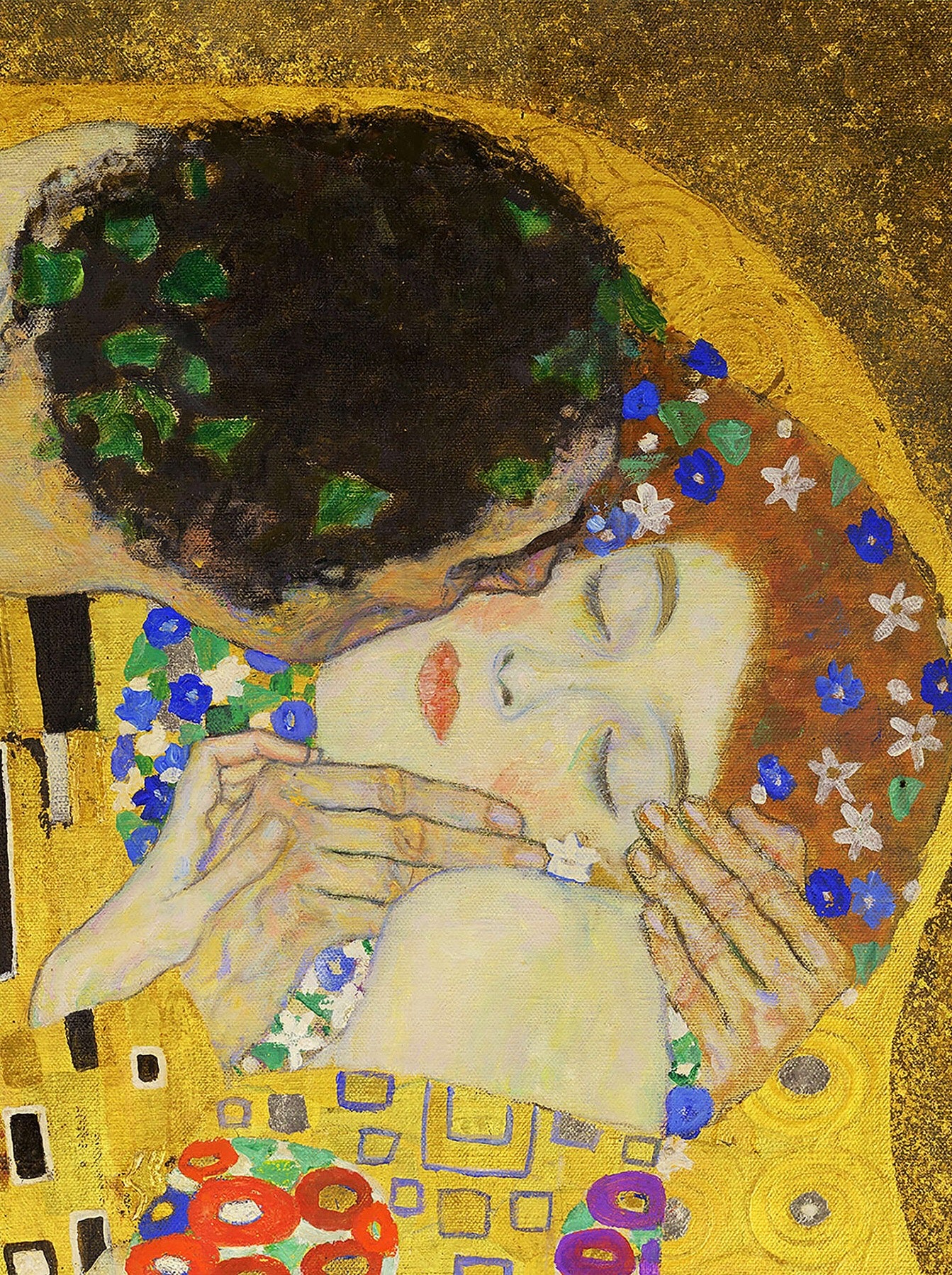 💋 القبلة (تفصيل IV) – غوستاف كليمت (1907-1908)