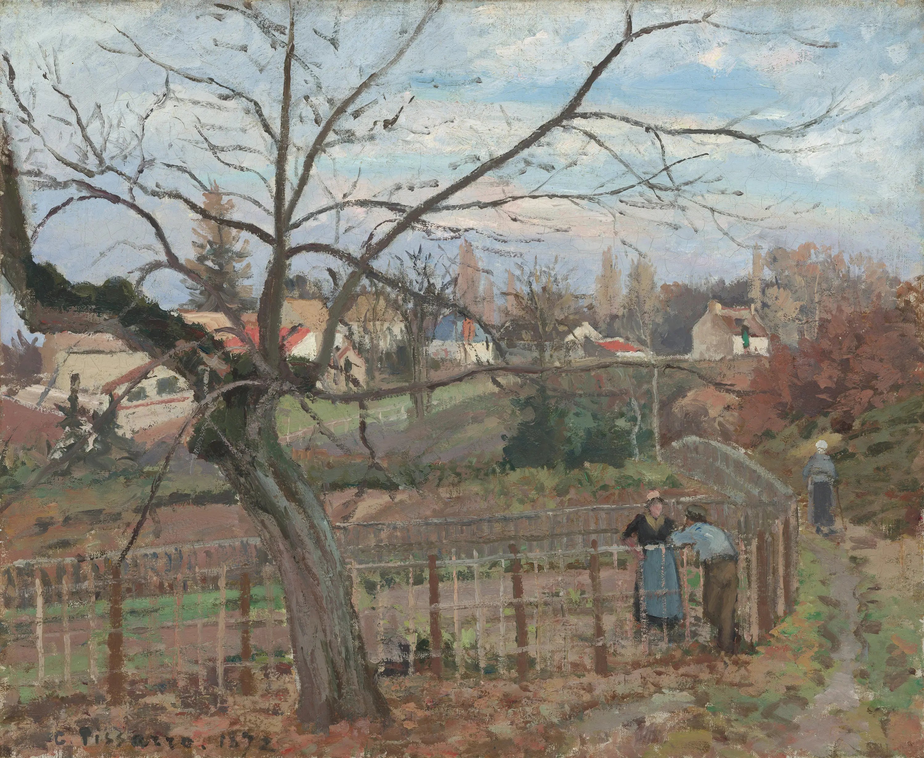 Reproduction du tableau « La clôture - Camille Pissarro » par Alpha Reproduction en peinture à l’huile