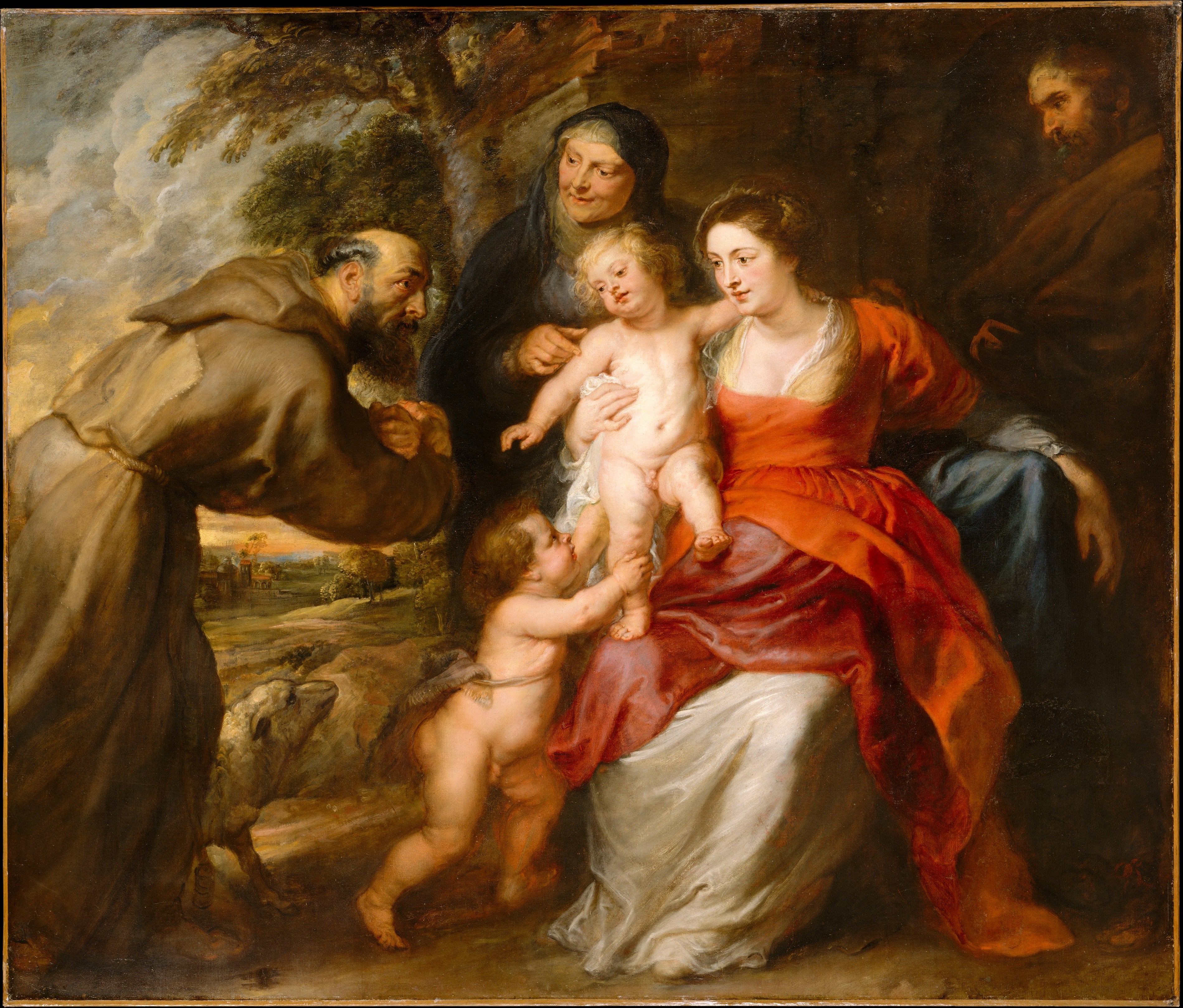 La Sainte Famille avec les saints François et Anne et l'enfant saint Jean-Baptiste - Peter Paul Rubens