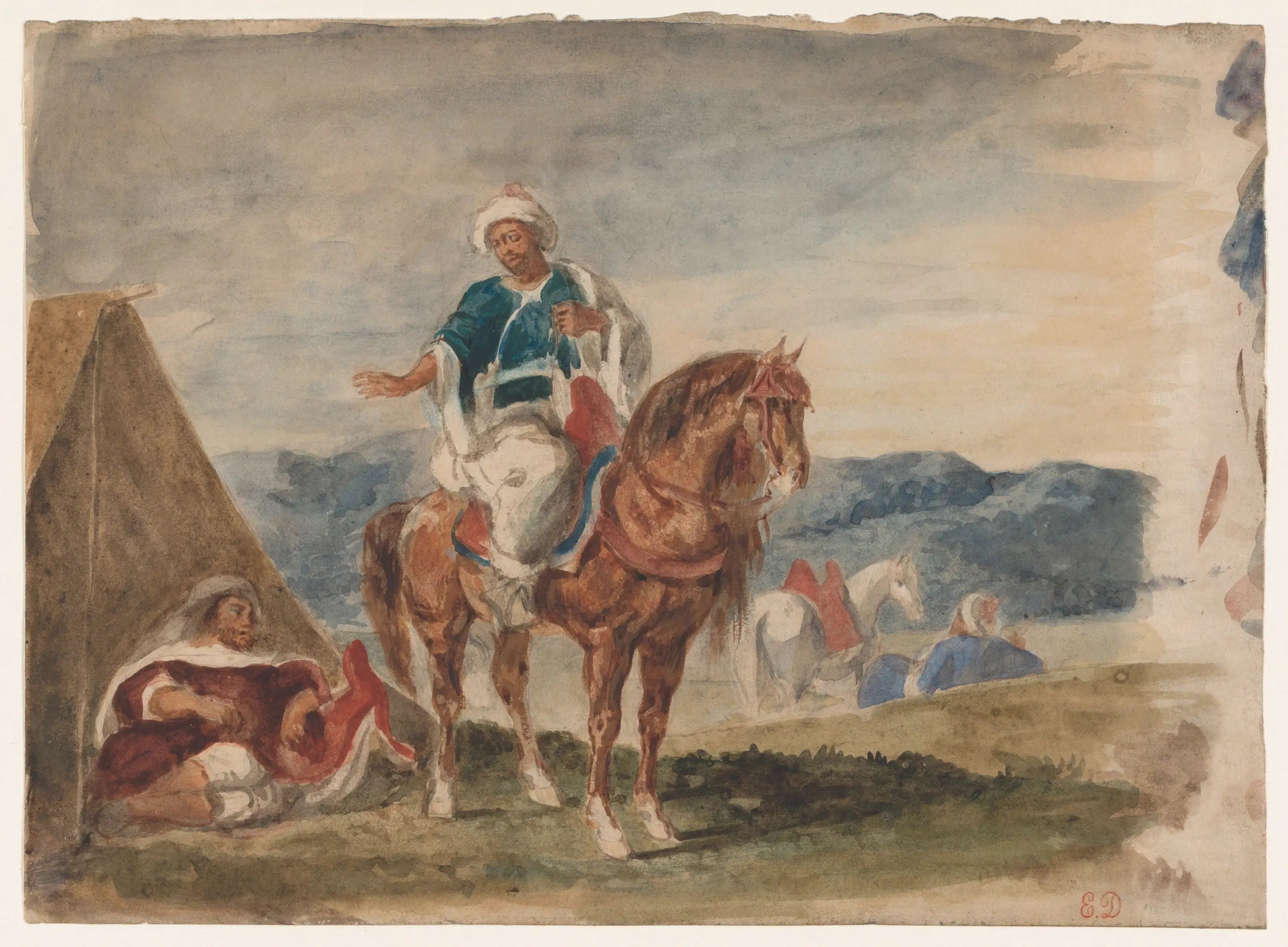 Reproduction du tableau « Marocain à cheval - Eugène Delacroix » par Alpha Reproduction en peinture à l’huile