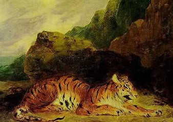 Reproduction du tableau « Un tigre près de sa tanière - Eugène Delacroix » par Alpha Reproduction en peinture à l’huile