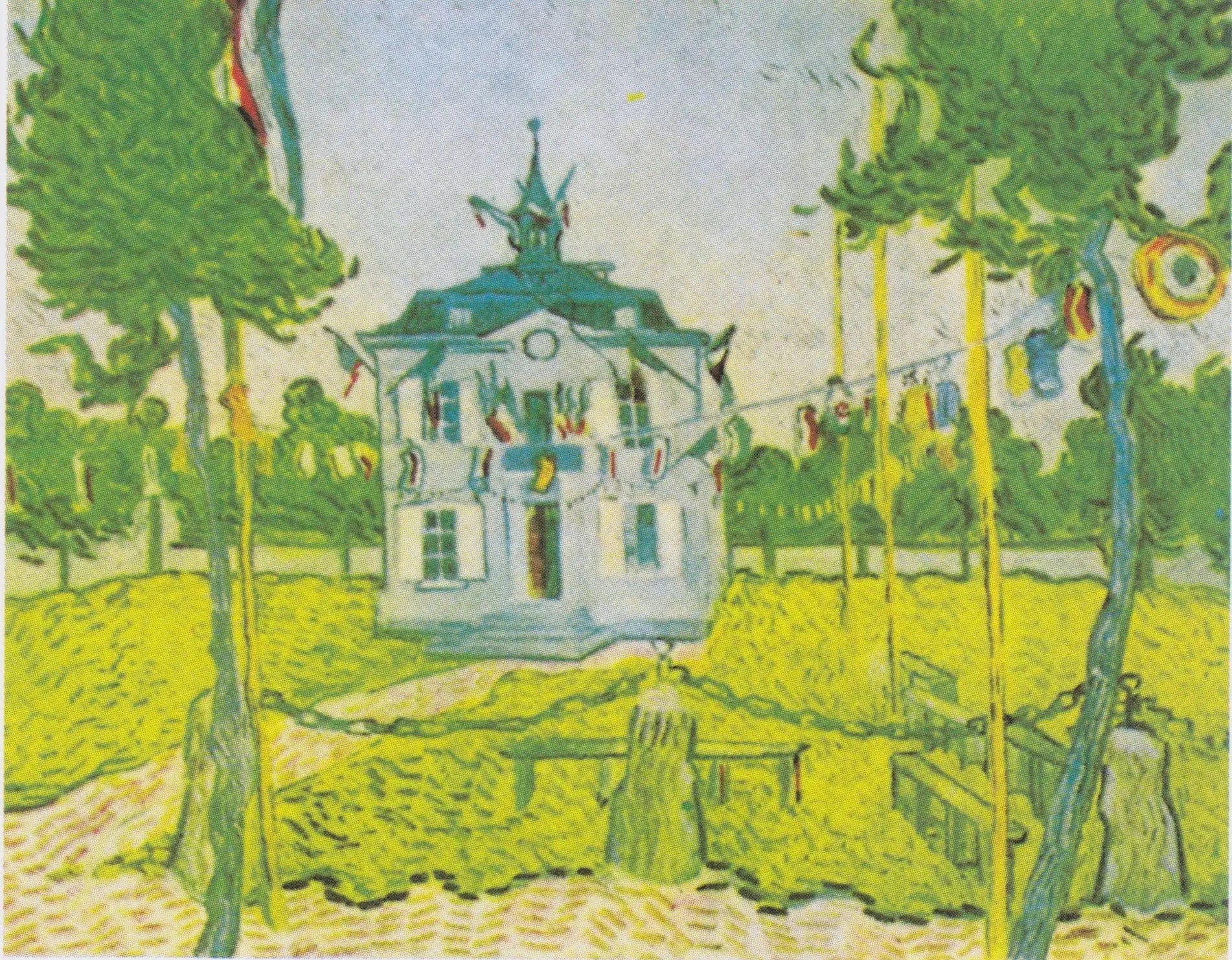 Reproduction du tableau « La Mairie d'Auvers-sur-Oise le 14 juillet - Vincent van Gogh » par Alpha Reproduction en peinture à l’huile