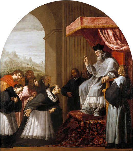 Saint Bruno et ses six compagnons rendent visite à saint Hugo - Vincenzo Carducci