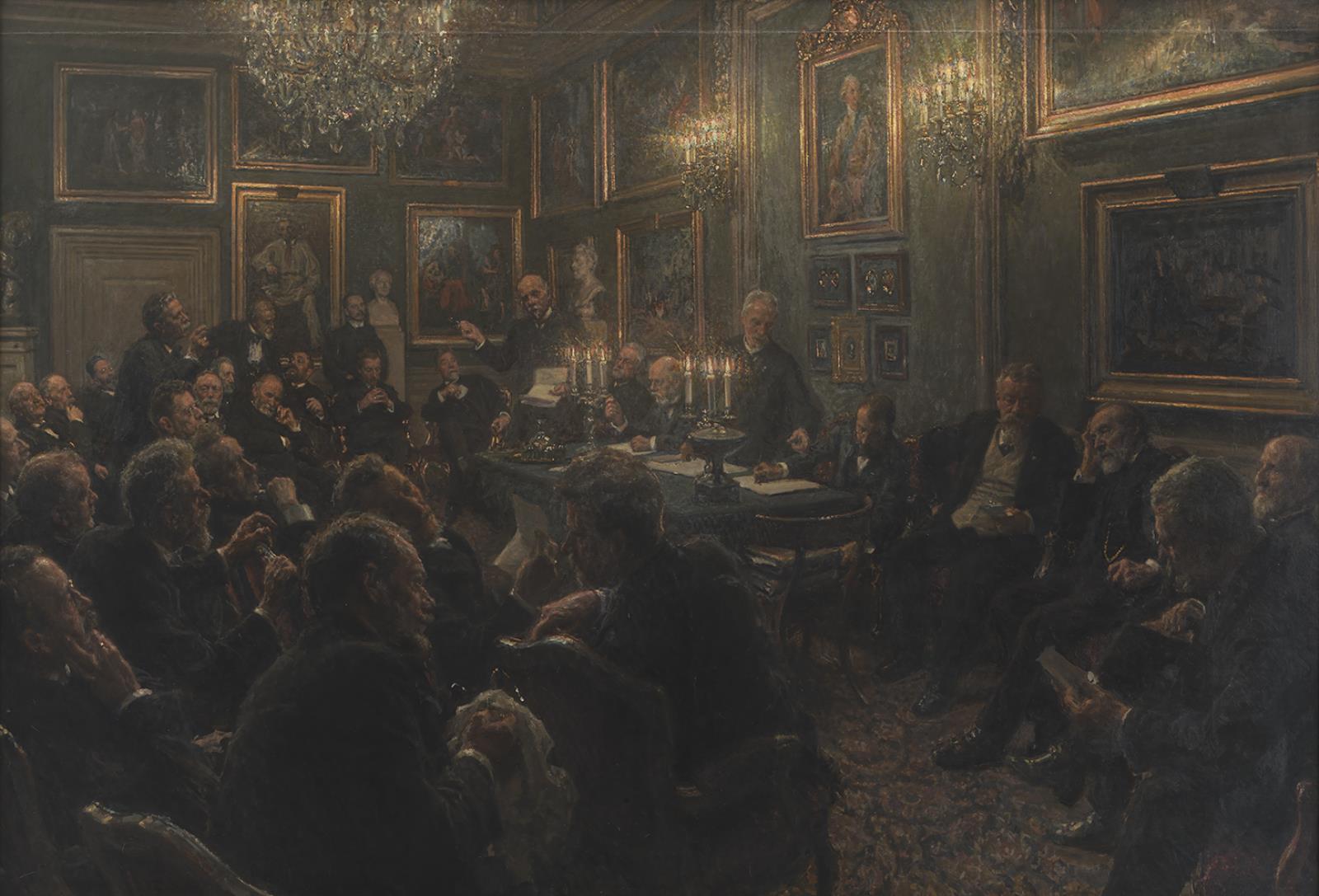 En akademirådsforsamling på Charlottenborg en 1904 - Viggo Johansen