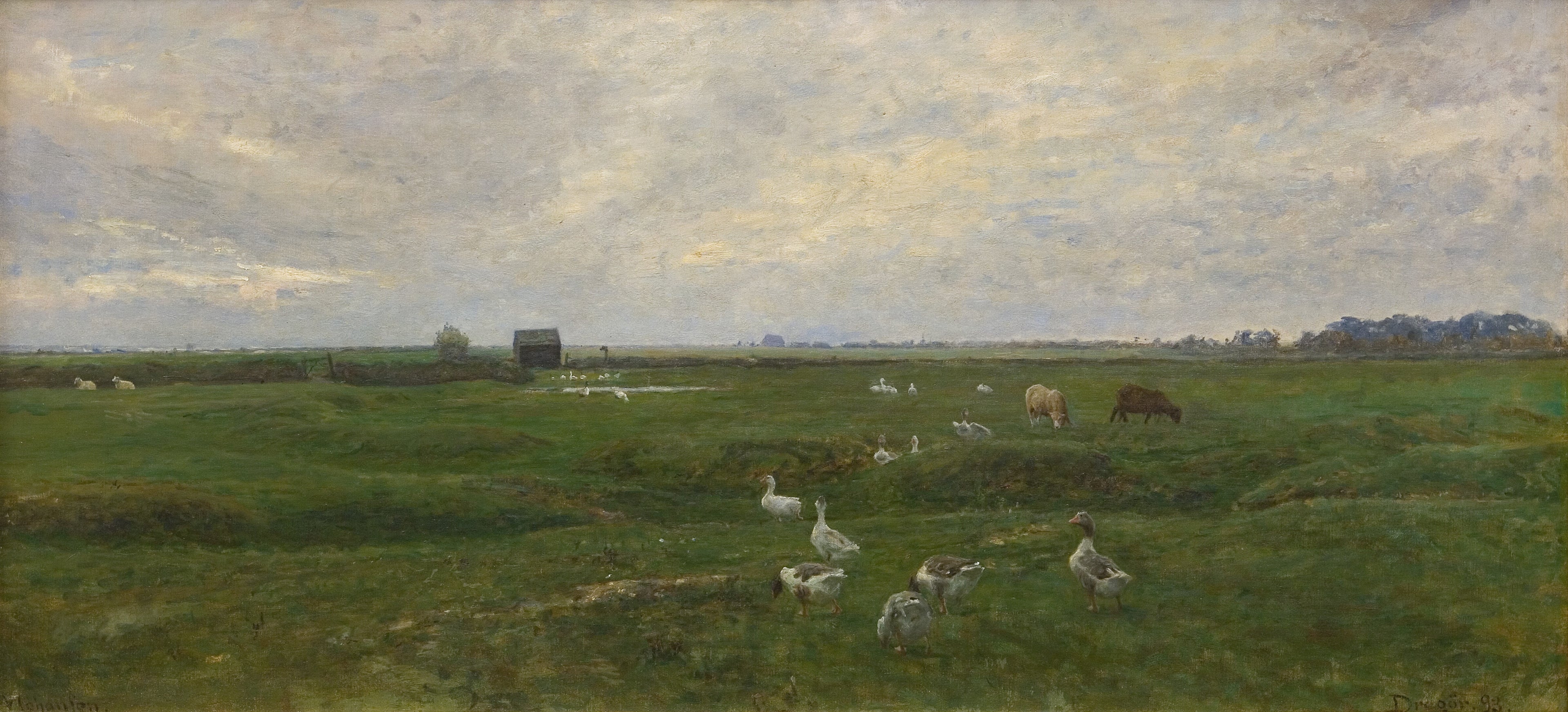 Des oies au bord d'un lac. L'orage gronde. Dragør, l'île d'Amager - Viggo Johansen