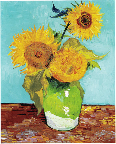 Reproduction du tableau « Trois tournesols dans un vase - Vincent van Gogh » par Alpha Reproduction en peinture à l’huile