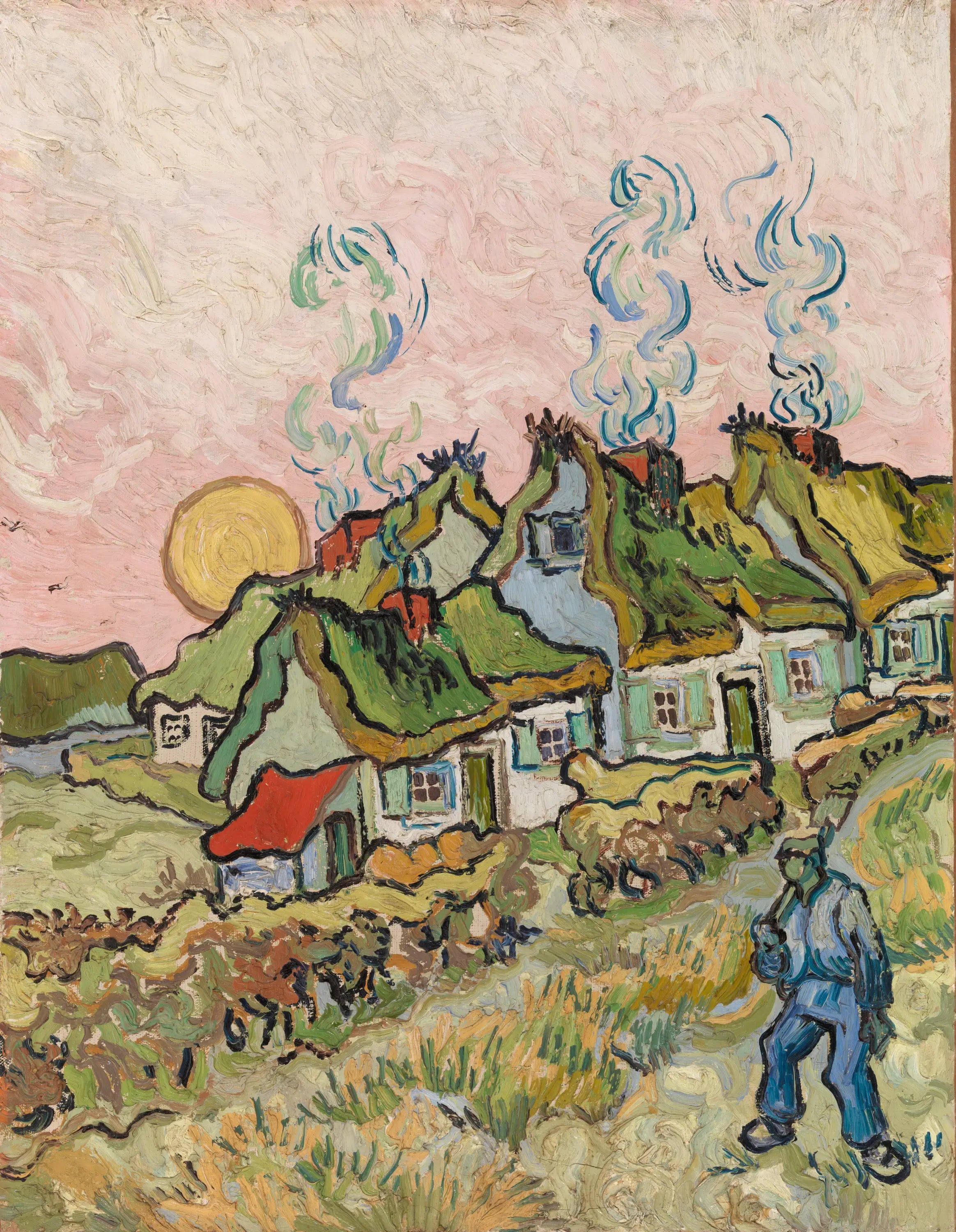 Reproduction du tableau « Chaumières au soleil - Vincent van Gogh » par Alpha Reproduction en peinture à l’huile