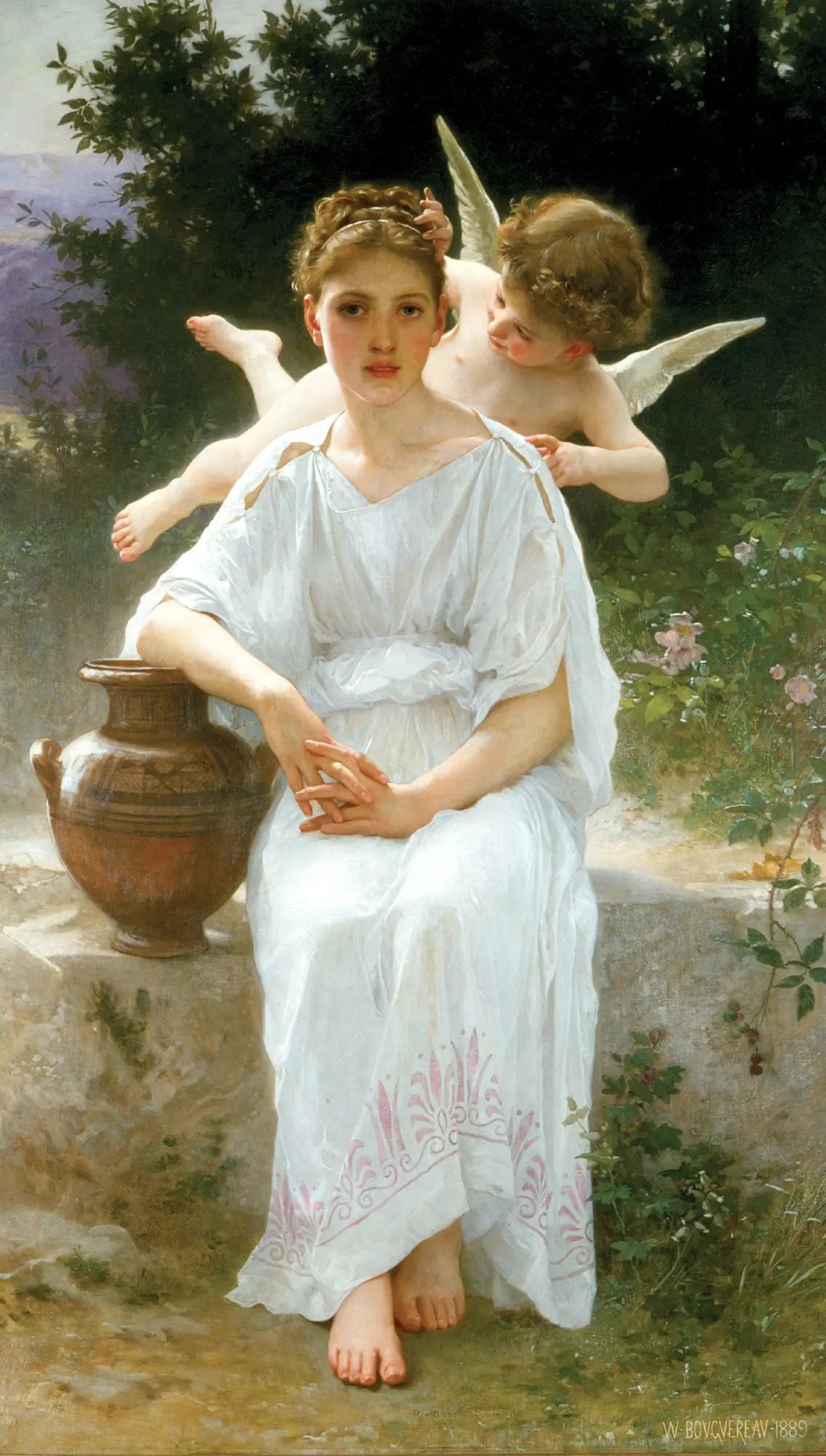 Reproduction du tableau « Les Murmures de l'Amour - Bouguereau » par Alpha Reproduction en peinture à l’huile
