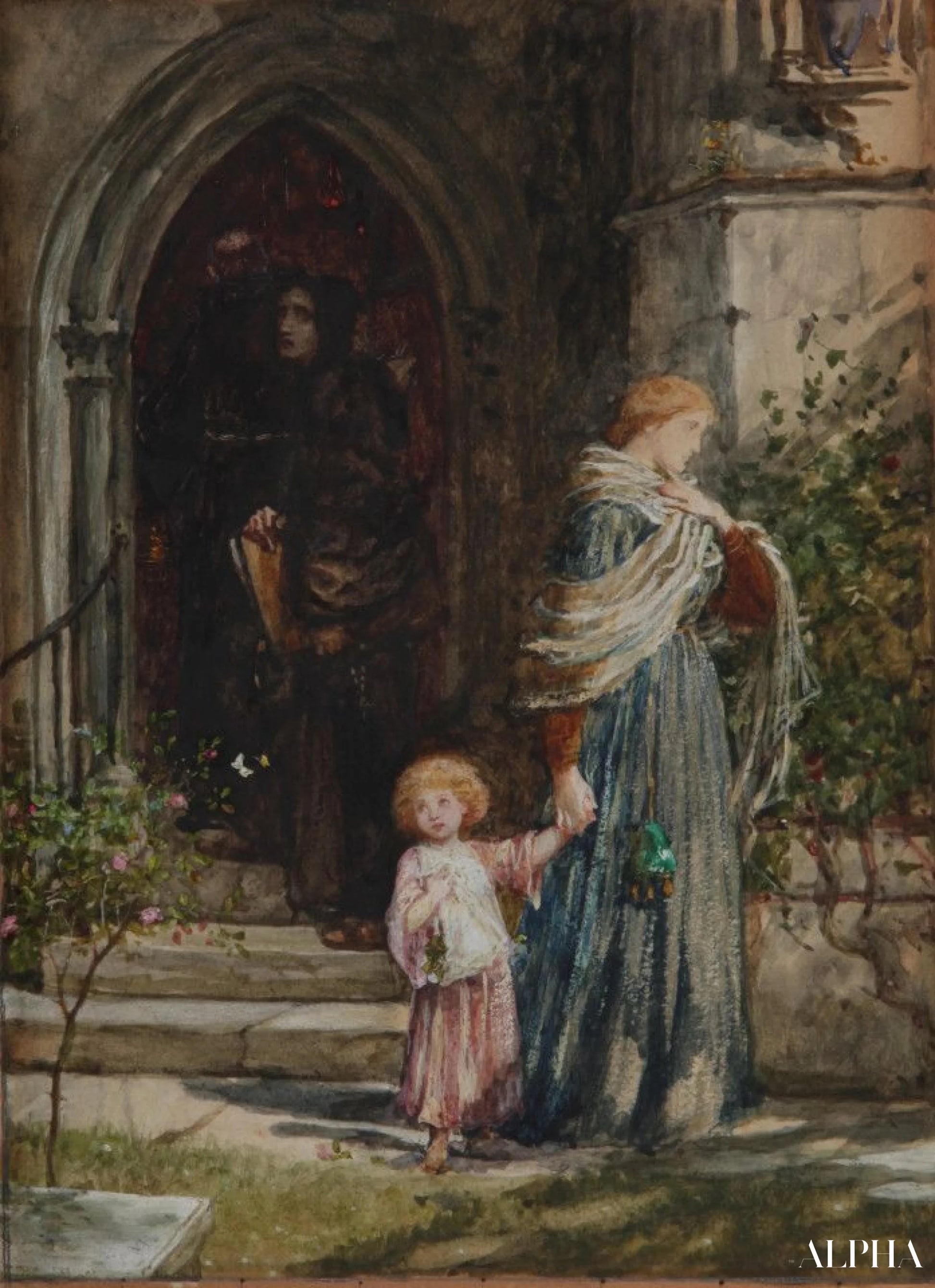 À l’ombre de l’Église - Sir Francis Dicksee Reproductions de tableaux à la peinture à l’huile