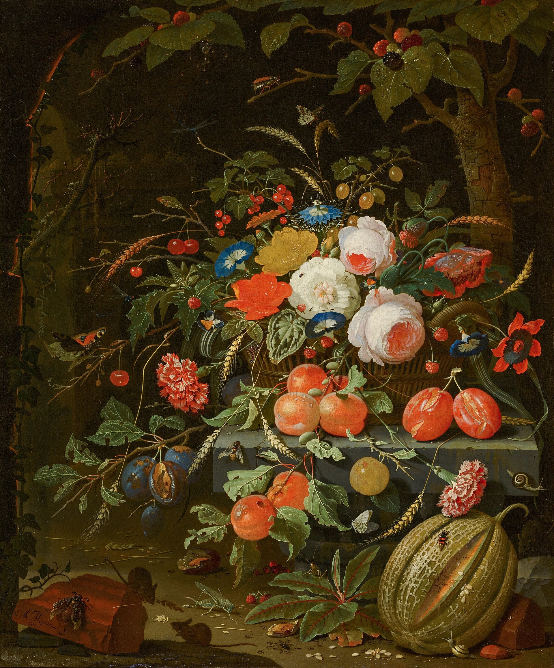 Nature morte aux fleurs et fruits - Abraham Mignon