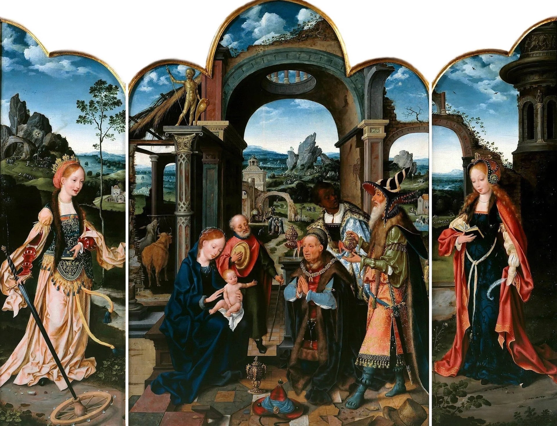 Adoration des Mages avec Sigismond Ier de la Pologne. - Joos van Cleve image 1 copie de tableau peinte à la main