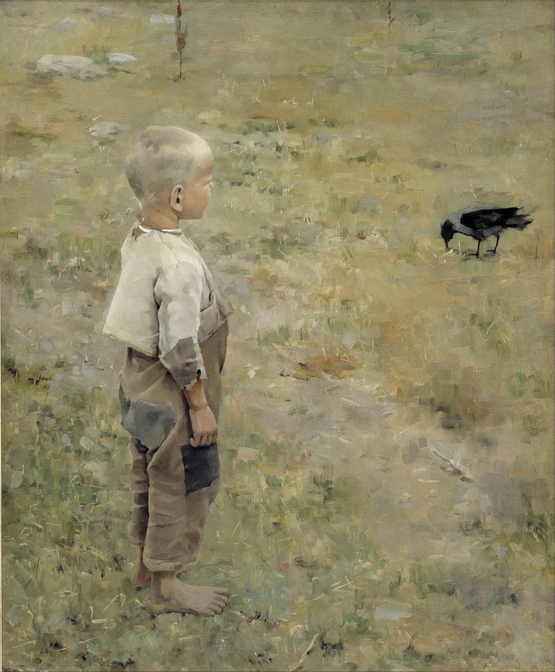 Garçon et corbeau - Akseli Gallen-Kallela