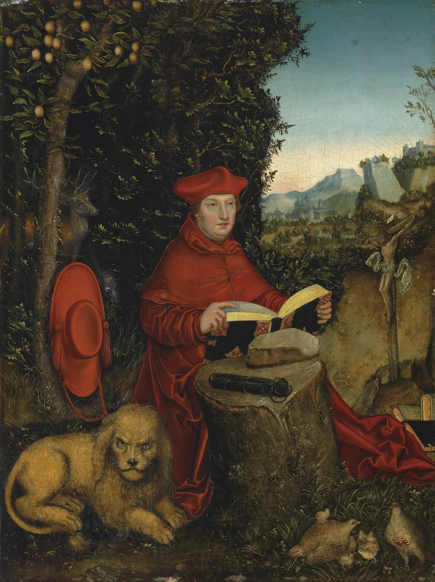 Albrecht de Brandebourg en saint Jérôme dans un paysage - Lucas Cranach the Elder image 1 reproduction d’œuvre d’art à l’huile