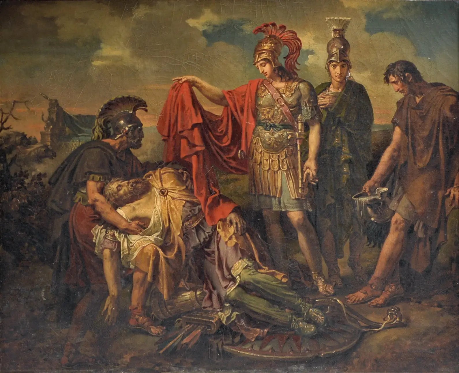 Alexandre couvrant de son manteau le corps de Darius - Charles Meynier image 1 reproduction artisanale de tableau