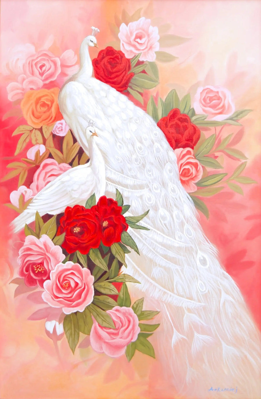 حب وطاووس أبيض | 60 × 90 سم