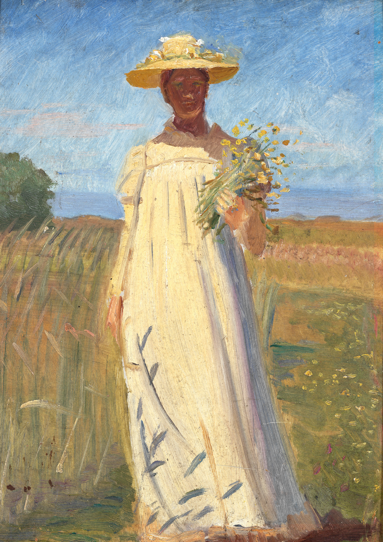 Anna Ancher revenant du terrain. Croquis. - Michael Peter Ancher - Alpha Reproduction