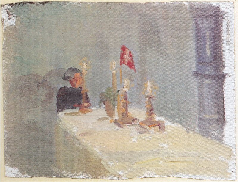 Anniversaire. Une femme au bout d'une table avec des bougies et un drapeau. - Anna Ancher