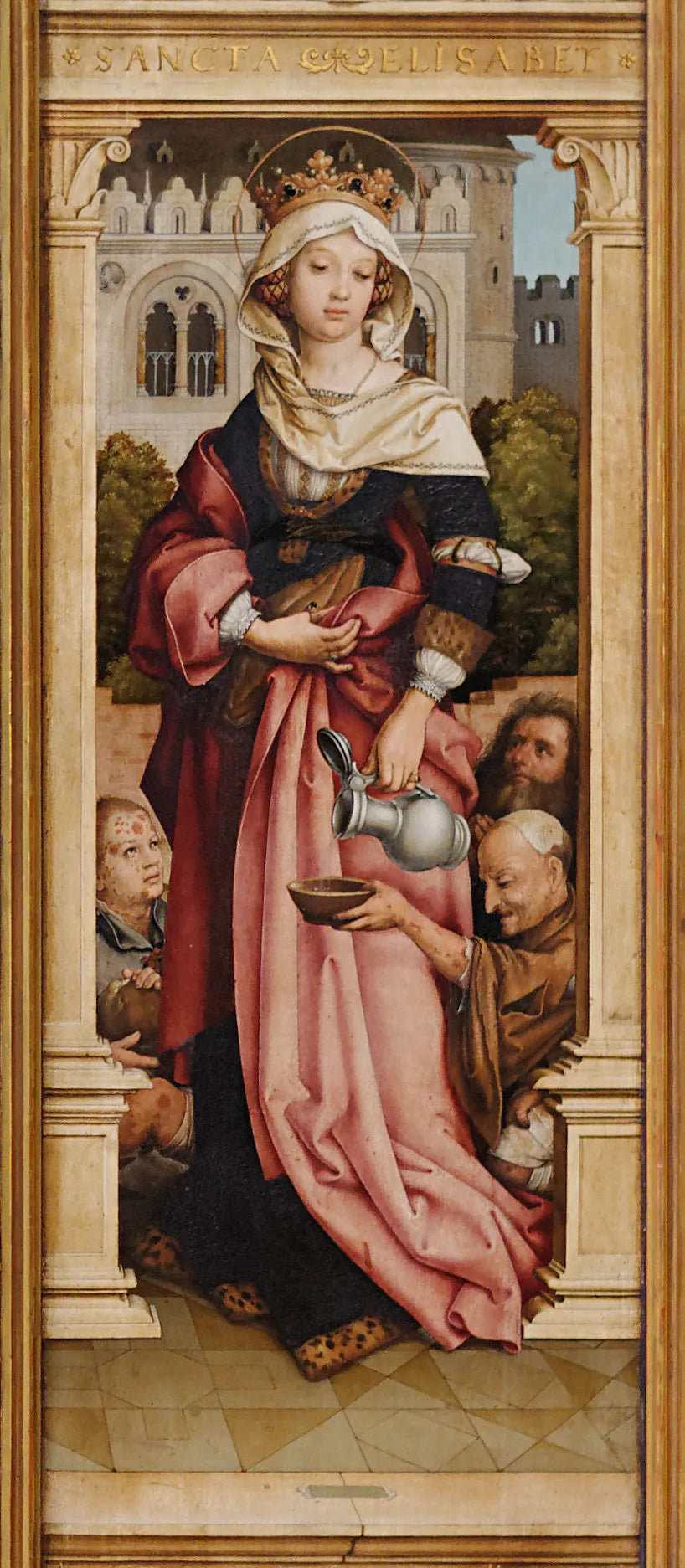 Autel de Saint Sébastien : Sainte Élisabeth de Hongrie - Hans Holbein the Elder image 1 copie peinte à la main à l’huile