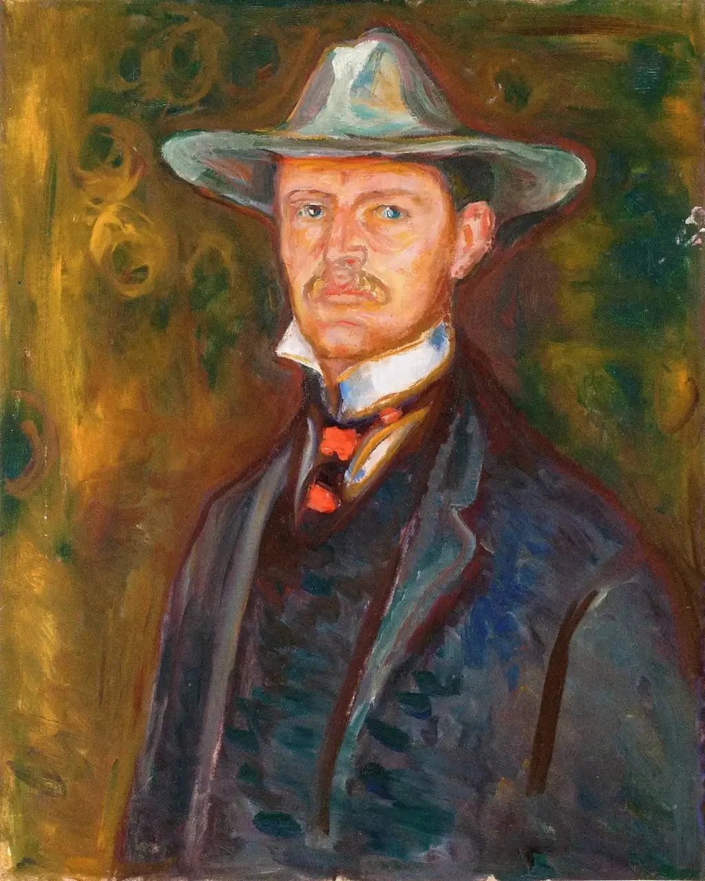 Autoportrait au chapeau à larges bords - Edvard Munch image 1 copie peinte à la main à l’huile