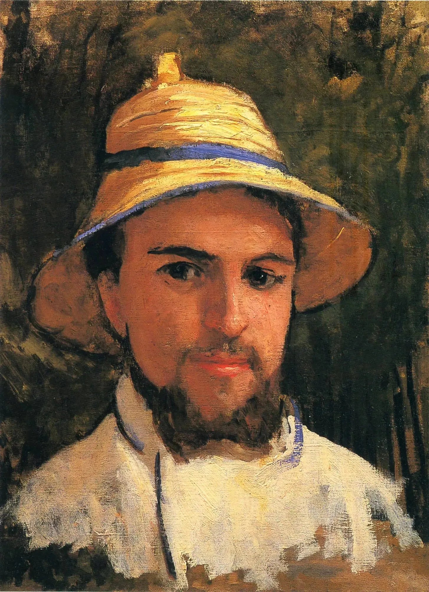 Autoportrait au chapeau de paille - Gustave Caillebotte image 1 tableau peint à l’huile sur toile