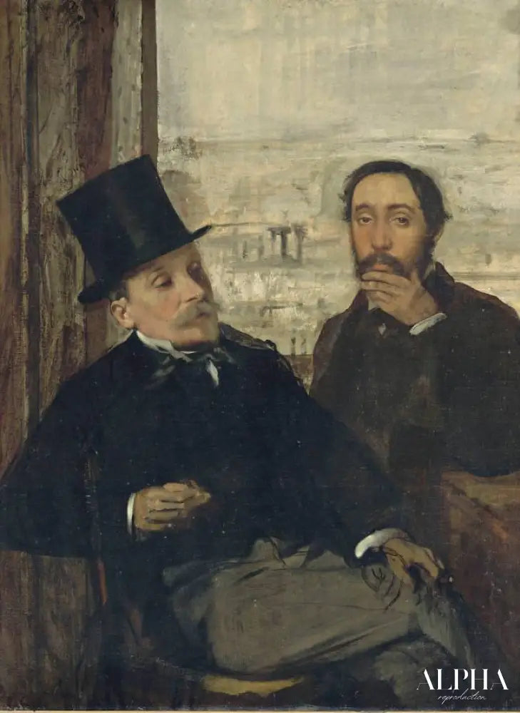 Autoportrait avec Evariste de Valernes (1816-96) - Edgar Degas - Reproductions de tableaux et peintures haut de gamme