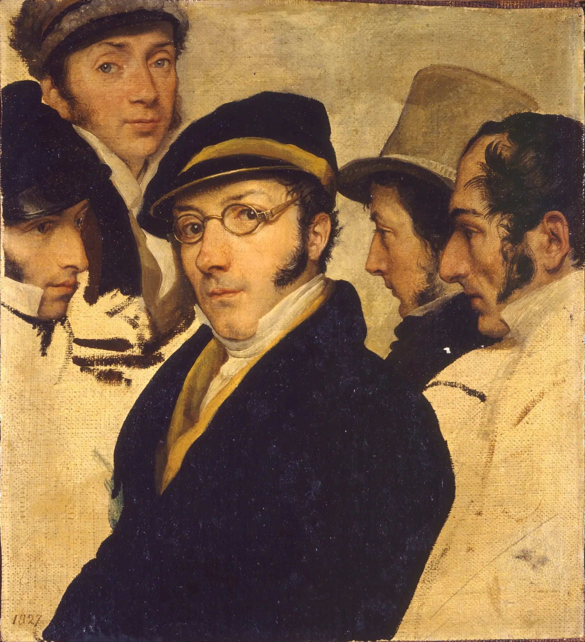 Autoportrait avec un groupe d'amis - Francesco Hayez image 1 copie de tableau peinte à la main