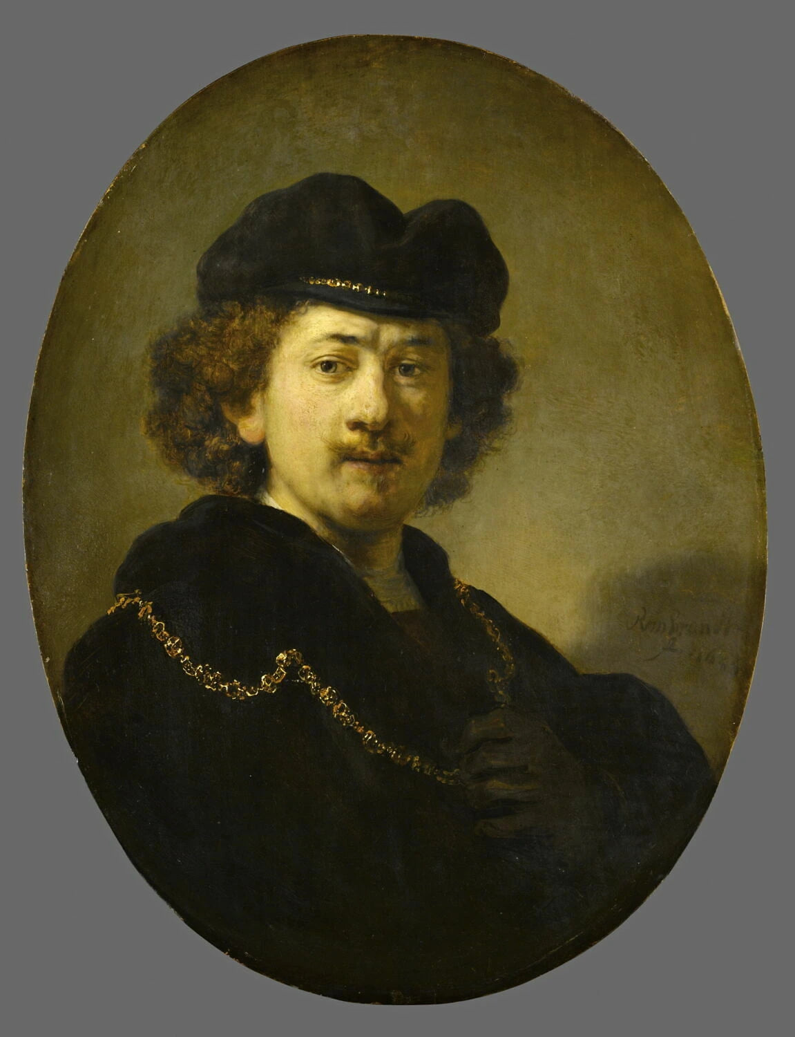 Autoportrait à la toque et à la chaîne d’or — Rembrandt, 1633, musée du Louvre
