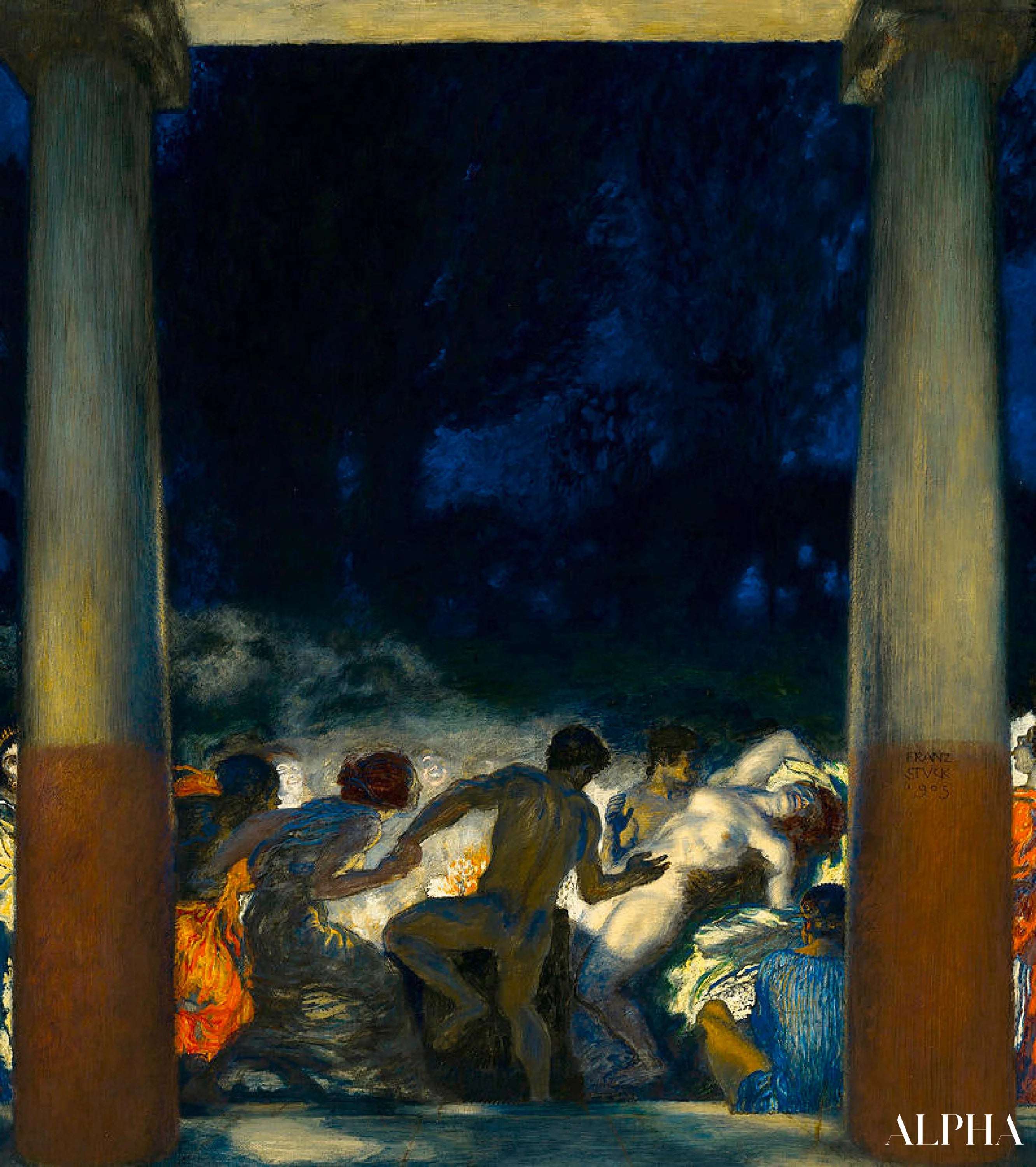 Reproduction du tableau « Bacchanale - Franz Von Stuck » par Alpha Reproduction en peinture à l’huile