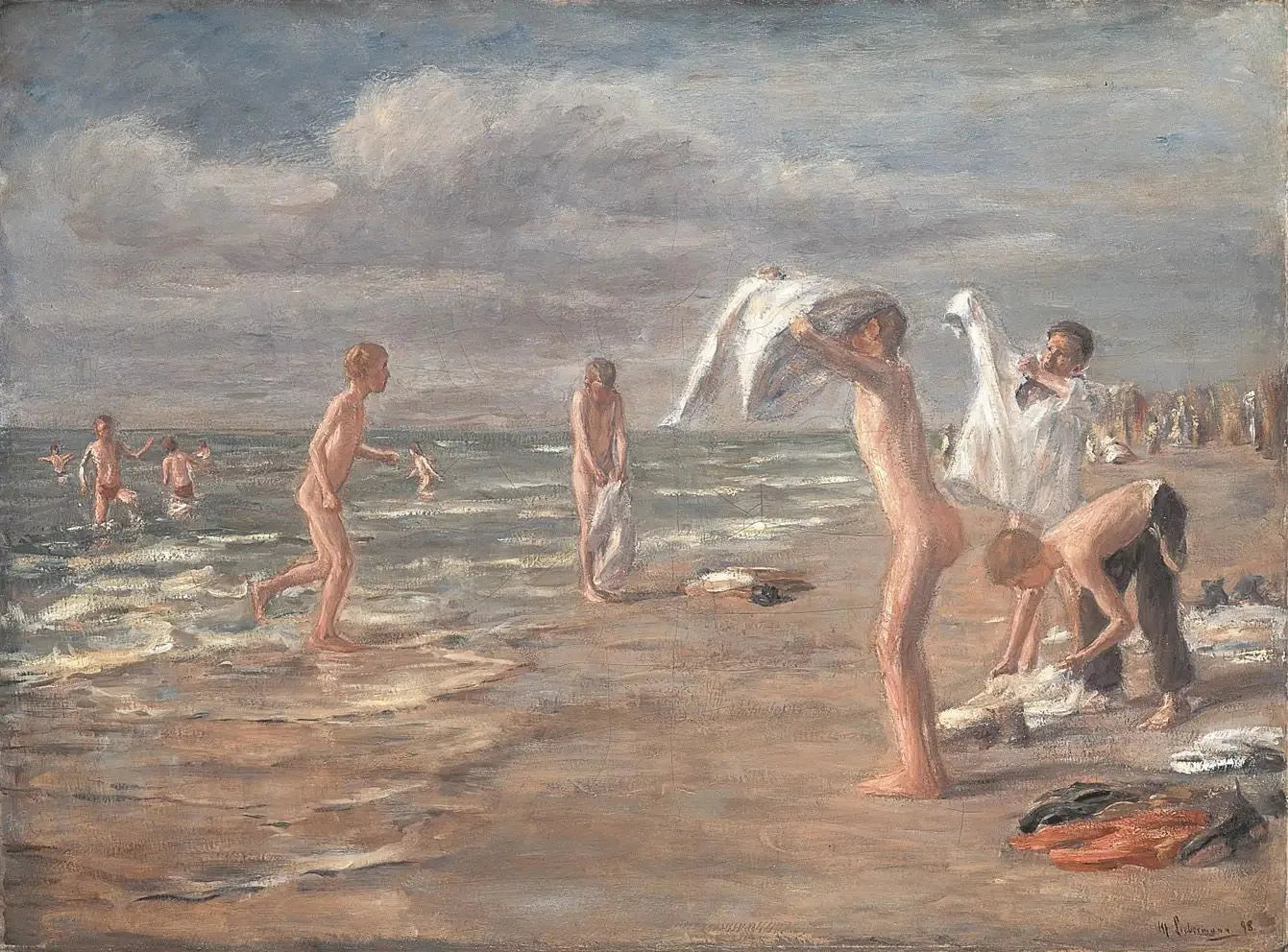 Bain des garçons - Max Liebermann image 1 copie peinte à la main à l’huile