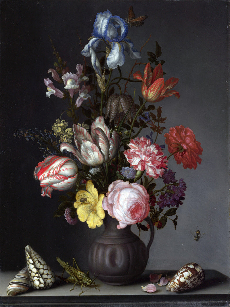 Vase de fleurs avec coquillages - Balthasar van der Ast