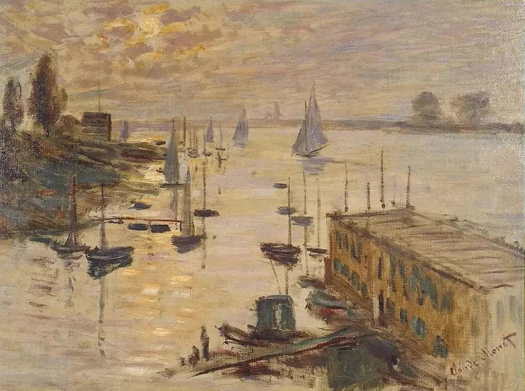 Le Bassin d’Argenteuil vu depuis le pont routier W334 par Claude Monet, 1874, musée préfectoral d’Art de Mie