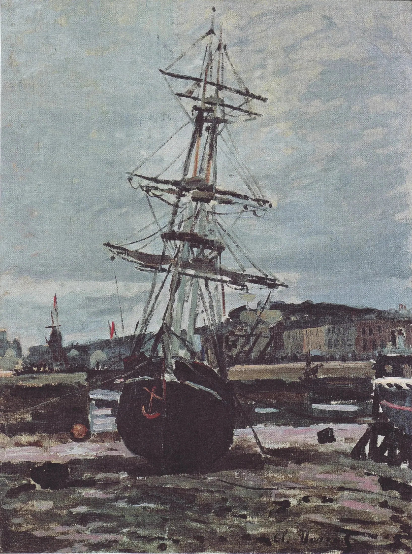 Bateau échoué à Fécamp - Claude Monet image 1 copie peinte à la main à l’huile