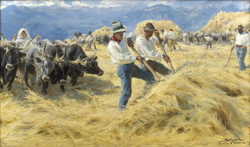 حصد في أبروز. Cività d'Antino - Peder Severin Krøyer