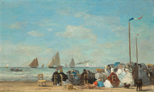 🏖️ مشهد شاطئ في تروفيل – يوجين بودان (1863)