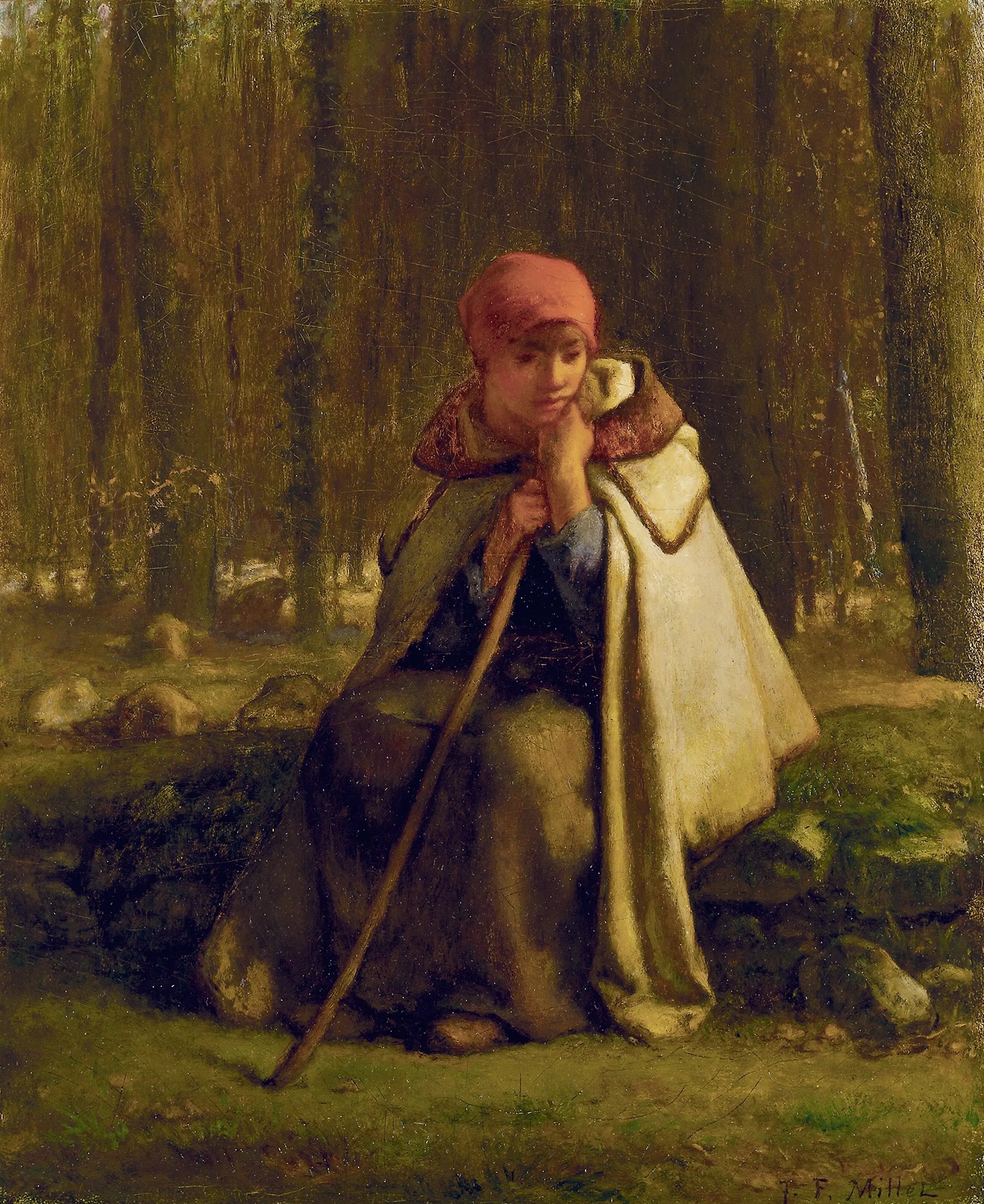 Bergère assise - Jean-François Millet image 1 copie peinte à la main à l’huile