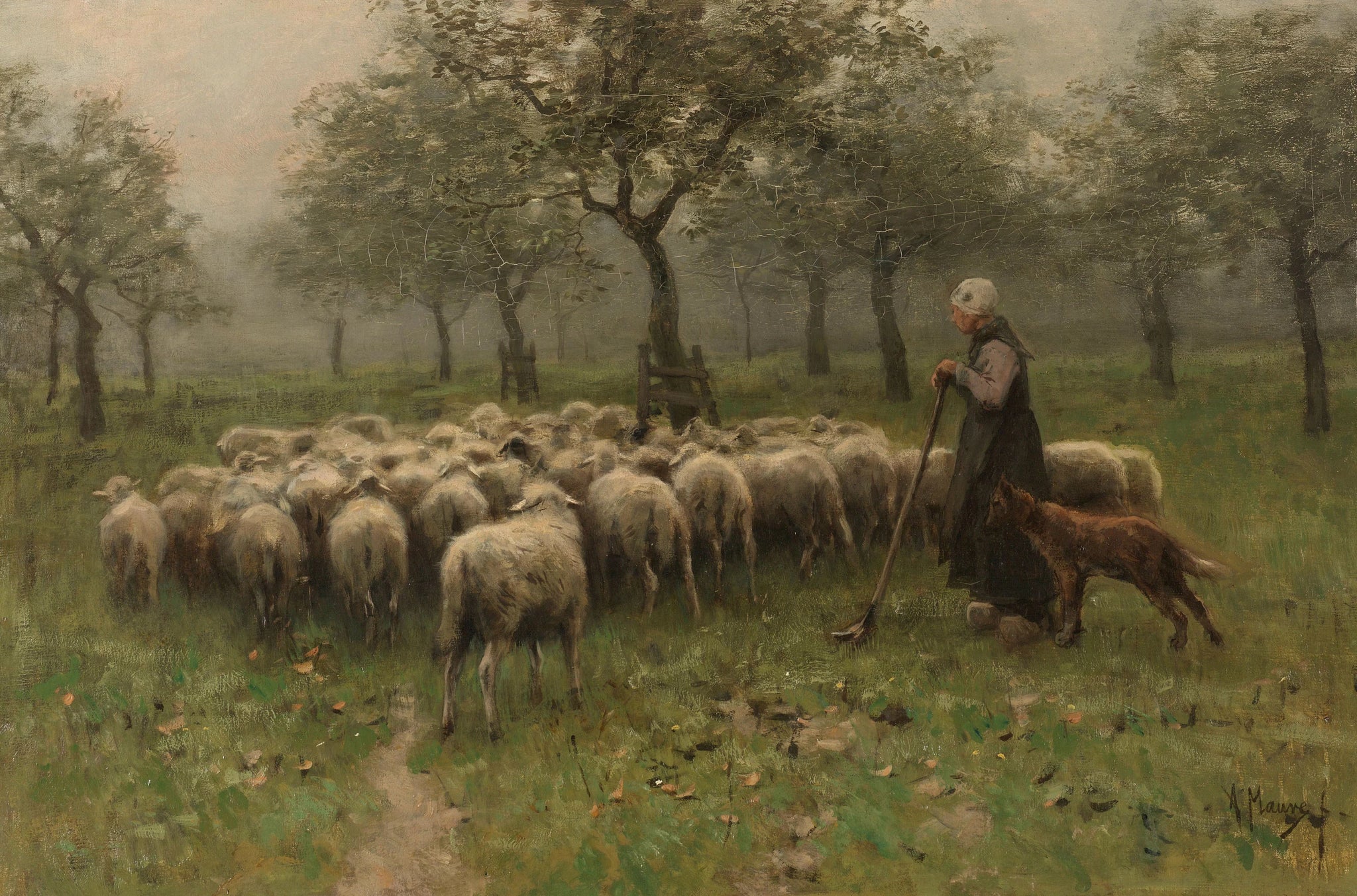 Bergère avec troupeau de moutons - Anton Mauve