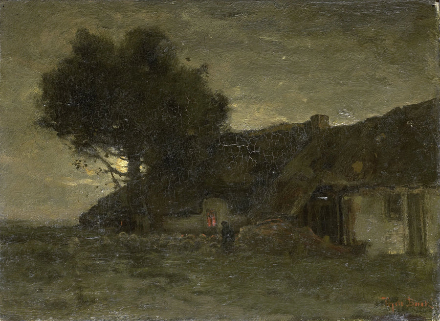 Une bergerie dans la lumière du soir - Théophile de Bock