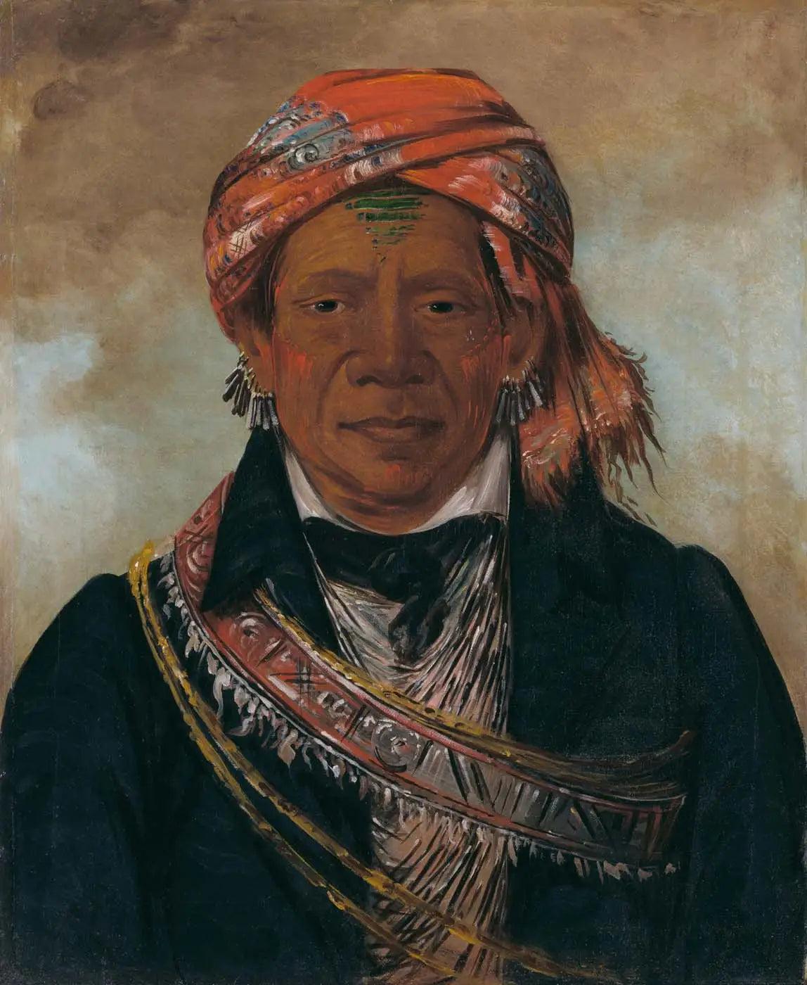 Bód-a-sin, chef de la tribu - George Catlin image 1 copie peinte à la main à l’huile