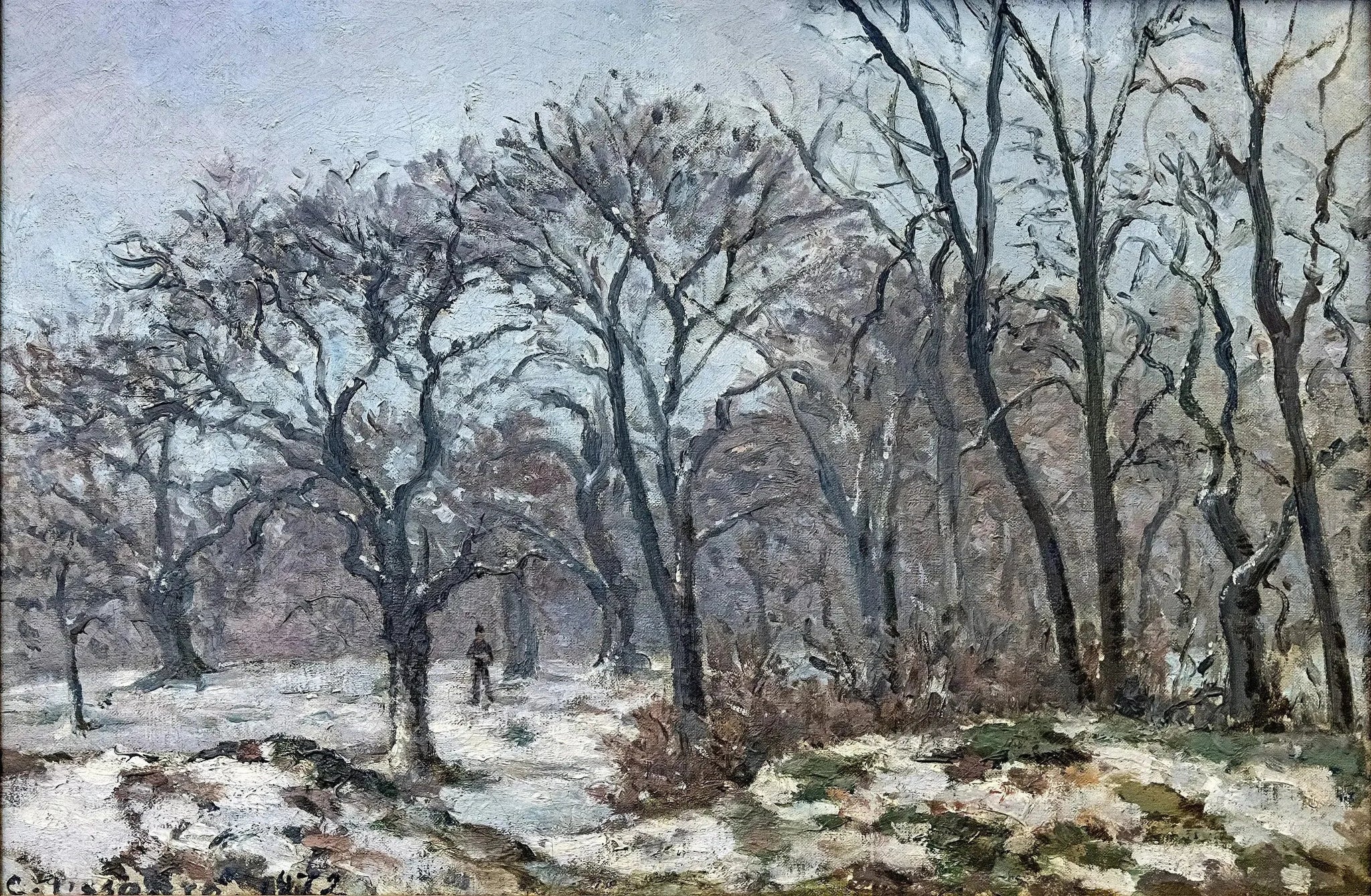 Bois de châtaigniers en hiver, Louveciennes - Camille Pissarro image 1 copie peinte à la main à l’huile